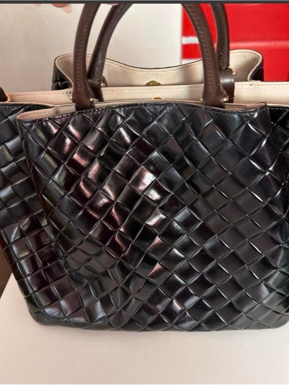 Dooney & Bourke large Barlow Black Woven Leather Satchel - Picture 2 of 7